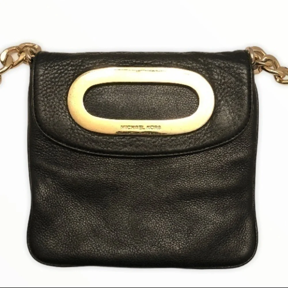 Michael kors black leather crossbody bag